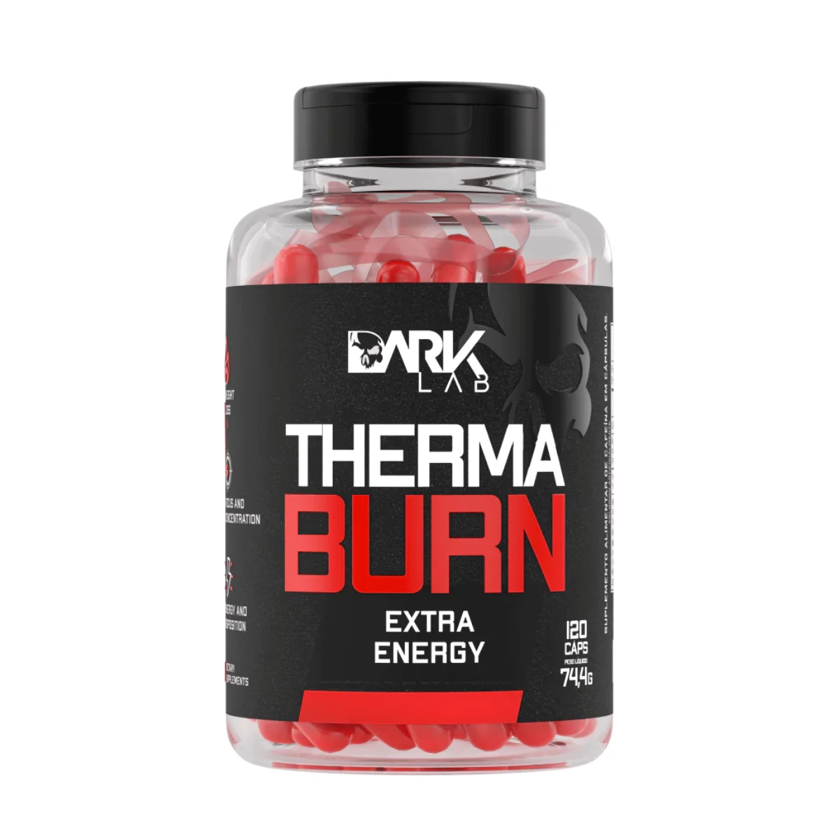 kf-A644feeaf724c4a96be0e5a9d26d4cc58m Termogenico 120 Capsulas Therma Burn 120 Caps Dark Lab com Cafeina - Imagem 1
