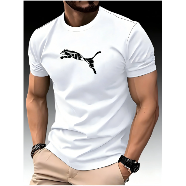 New Summer Luxury Men's Fashion Fox Leopard Print T-shirt Crewneck Casual Trend Y2K High-end High Quality Fitness Sports T-shirt
