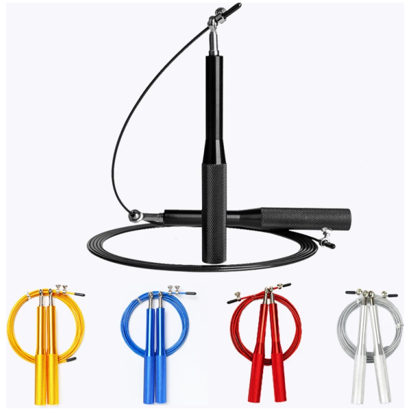 High Fast Speed Rope Wire Rope Jump Skipping Black Rope Aluminum Handle Adjustable Steel For Fitness with Durable Opp Bag